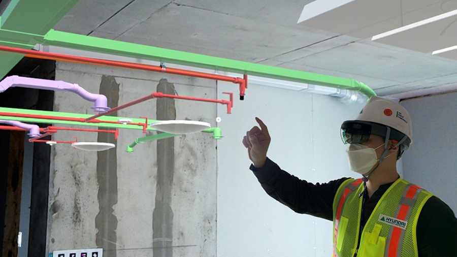 Implementation of an AR construction guide for ground and underground facilities using BIM-based “AR Construction and Maintenance System.”
